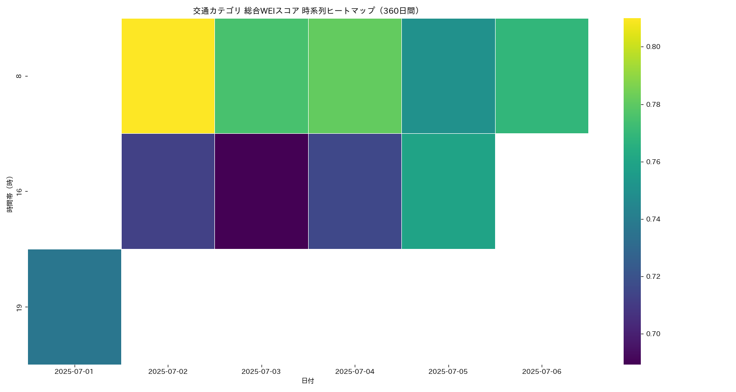交通 総合WEI 時系列ヒートマップ 360日間 - グラフ